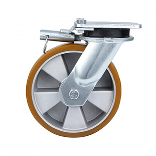 Brwon Polyurethane Super Heavy Duty Swivel Castor with Directional Lock