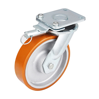 Brwon Polyurethane Super Heavy Duty Castors with Black Casting-Iron Wheel Centre