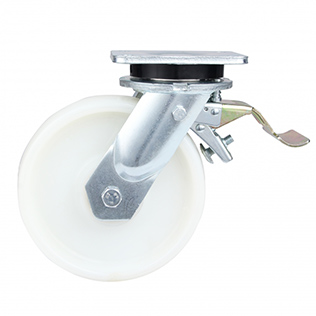 White Polyamide Super Heavy Duty Swivel Castor with Front Lock