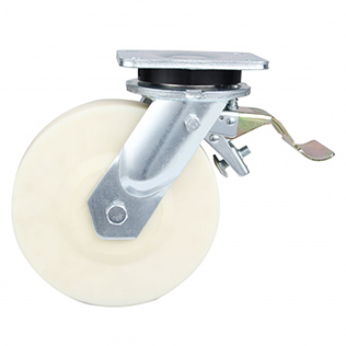 White MC Polyamide Super Heavy Duty Swivel Castor with Front Lock