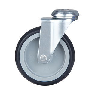 Grey Thermoplastic Rubber Institutional Swivel Castor with Bolt Hole 