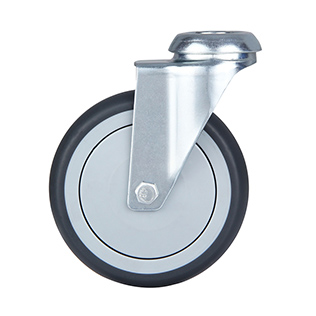 Grey Thermoplastic Rubber Institutional Swivel Castor with Bolt Hole 