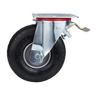 Pneumatic Rubber wheel Castors with Pressed Steel Wheel Centre