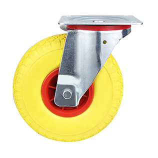 Yellow Foam Polyurethane Castors with Pressed Steel Wheel Centre
