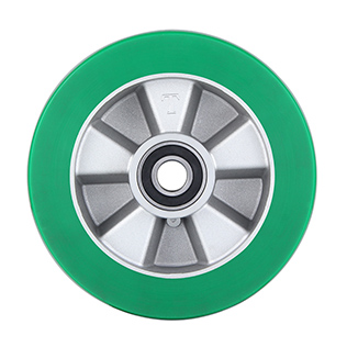 Green Elastic Polyurethane Wheels with Two Ball Bearings