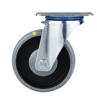 Grey Electric Conduction Thermoplastic Rubber Castors With Centre Ball Bearing With Thread Guards