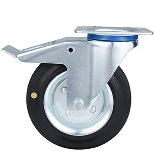 Black Electric Conduction Rubber Swivel Castors with Total Lock