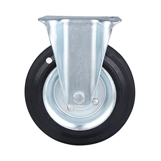 Black Oil Resistance Rubber Fixed Castors